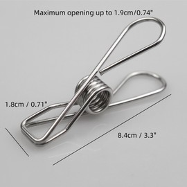 RILOMBAO 14 PCS Stainless Steel Large Clothespin High Elasticity Strength Clothes Pins Multipurpose Metal Wire Chip Clips 3.3 Inch for Snack Bag Food Packages Office Home Outdoor Photo
