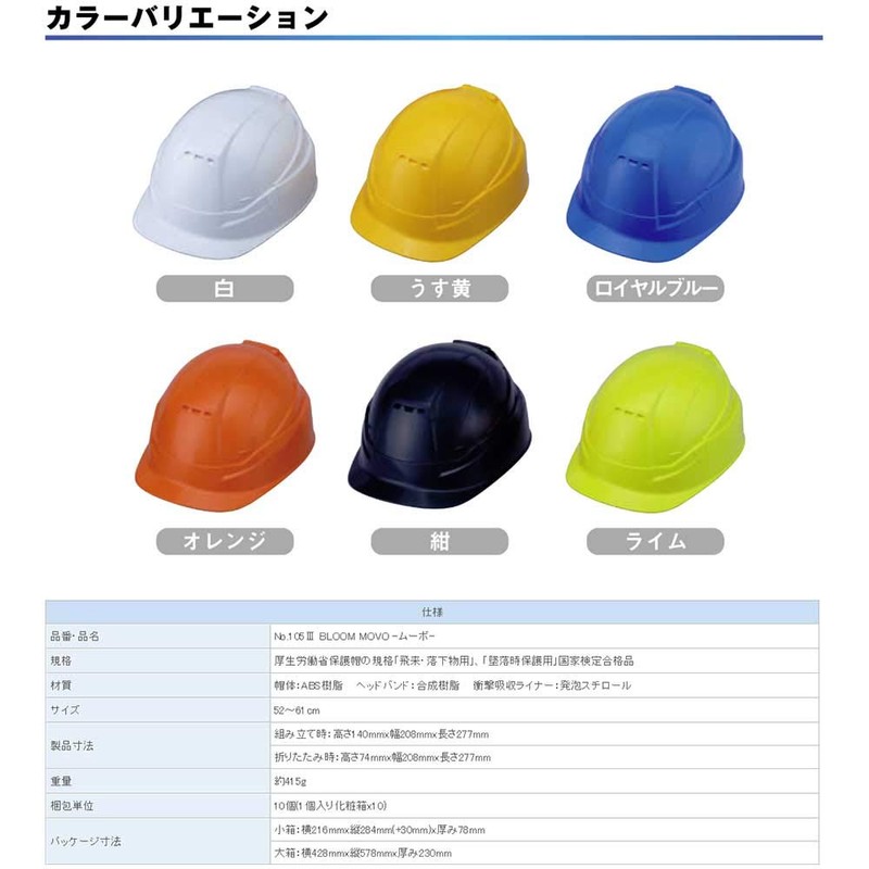 TOYO MOVO No.105 Folding Helmet for Work and Disaster Prevention,