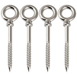 4PCS M10 Eye Bolts, Heavy-Duty 316 Stainless Steel Eye Bolts, Screw Hooks with Ring, Anti-Rust Hanging Eye Hook Screws for Hammock, Swing Chair, Aerial Yoga, Outdoor Suspension