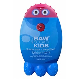 Raw Sugar Baño de burbujas 2 en 1 para niños + gel de baño corporal, Superberry Cherry, 12 oz