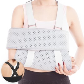 Cabestrillo para Brazo Adulto,Inmovilizador de Hombro,Ajustable, Transpirable,para Brazo Izquierdo y Derecho,Cabestrillo Super Ligero para Lesiones en Hombros y Brazos y Desgarros del Manguito Rotador (Gris)