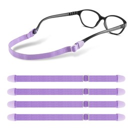 lvvfit Kids Glasses Strap Adjustable Eyeglasses Strap Elastic Eyeglass Band Sports Glasses Strap for Toddler Kids Boys Girls (4pcs Purple)