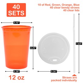 L LIKED 12 Oz Kids Sippy Cups, 4 Colours Assorted Total 40 Count Spill Proof Reusable Cups, BPA-Free, Perfect for Party