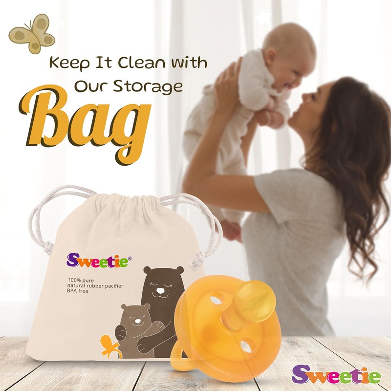 SWEETIE RUBBER Pacifier Natural Rubber Pacifier Rounded 1 Count (6-12
