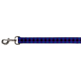 Buckle Down-Down Pet Leash - Buffalo Plaid Black/Blue - 6 Feet Long - 1.5" Wide