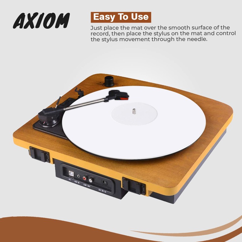 White Acrylic Turntable Mat, 11.75” Platter Slipmat for 12'' Vinyl