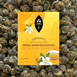 Sarasota Tea, Organic Jasmine Pearls, Gourmet Hand Rolled Jasmine Dragon Pearls, Premium Organic Green Tea, 4.4 Ounce Bag