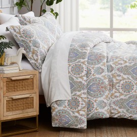 Southshore Fine Living, Inc. Boho Bedding Twin Duvet Cover Set, Paisley Twin Comforter Cover with Zipper Closure and Corner Ties, Twin/XL Duvet Cover with Matching Pillow Sham, Aqua Paisley