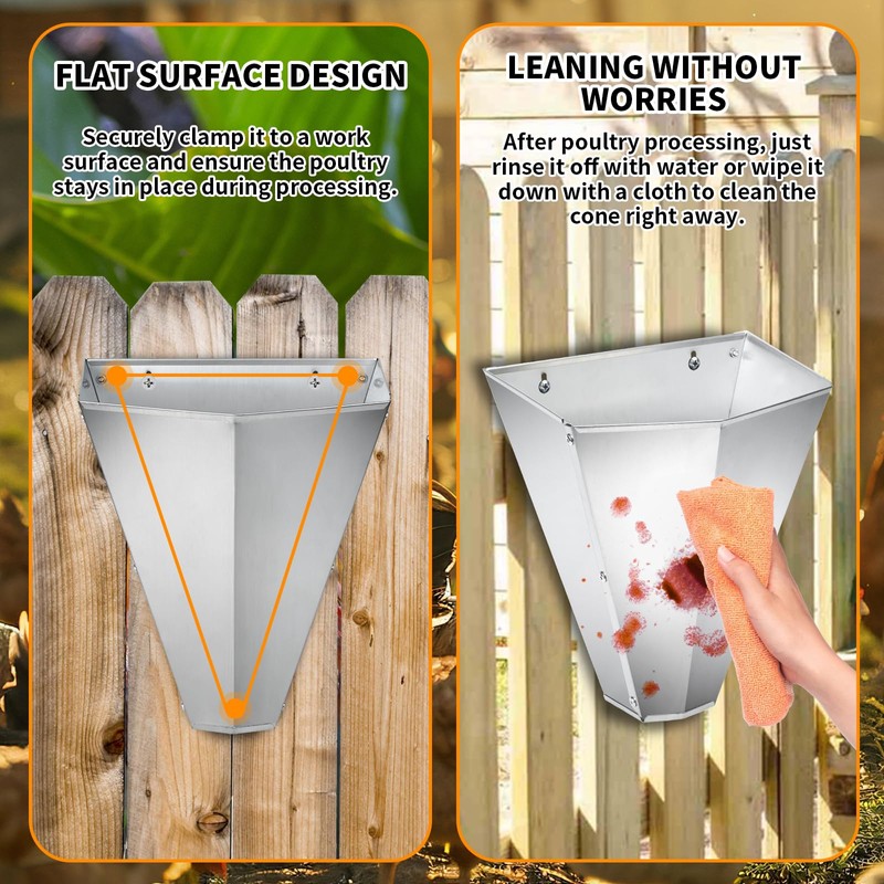 COZOFU Stainless Steel Poultry Processing Cone - Medium Chicken Holder