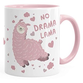 MoonWorks® Kaffee-Tasse Spruch No Drama Lama Tier Motiv rosa Bürotasse lustige Kaffeebecher rosa Keramik-Tasse