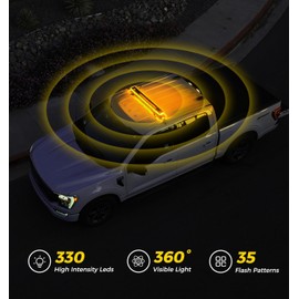 Xprite 42 inch 330 LED Rooftop Emergency Strobe Light Bar Heavy-Duty Flashing Warning Lights w/Adjustable Mounting Brackets, for Construction Vehicles Towing Work Trucks Plows Pickup - Amber