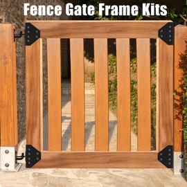 YuLuoXiang Heavy Duty Fence Gate Hardware Kit – Includes Hinges & Gate Corner Brace Brackets for Wood, Vinyl, and Driveway Gates – Sturdy Black Finish – Ideal for Outdoor Gates – Easy Installation