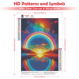 QENSPE 5D Diamond Painting Rainbow Diamond Art Kits for Adults, Round Full Drill Aurora Borealis Diamond Painting Kit with Tools for Beginner, DIY Gems Art Craft for Home Wall Decor 12x16 inch