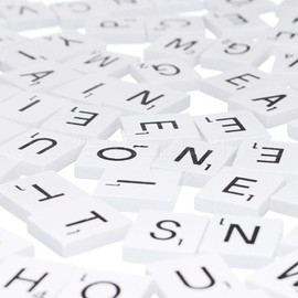 CleverDelights 100 Wood Letter Tiles - White Color - Complete Set - Game Replacement Crafts Weddings Scrapbooking