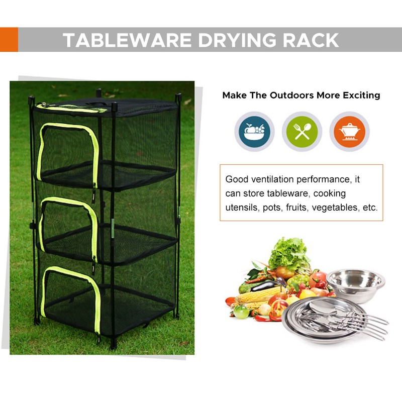 Camping Dry Net 4-Layer Foldable Drying Rack with Carry Bag