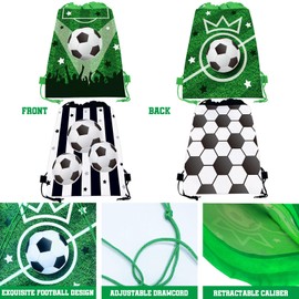 BJPERFMS 84 PCS Football Party Drawstring Bags, Football Party Bags Fillers with Football Keyring Bracelet Whistles Tattoos Football Party Bags Decorations for Kids Birthday Christmas Gifts