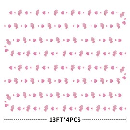 52Ft Valentines Decorations,Red Hearts Glitter Garlands,Heart Decorations Hanging,Heart Bunting Banner Streamer for Engagement Anniversary,Bridal Shower Wedding Proposal Love Party Decor(Pink)