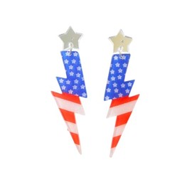 4th of July Earrings Patriotic Star Feather Dangle Earrings Independence Day Drop Earrings Holiday Party Accessories Jewelry Gift for Women(Star Lightning)