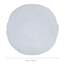 kilofly Handmade Crochet Cotton Lace Table Sofa Doily, Waterlily, White, 26 inch