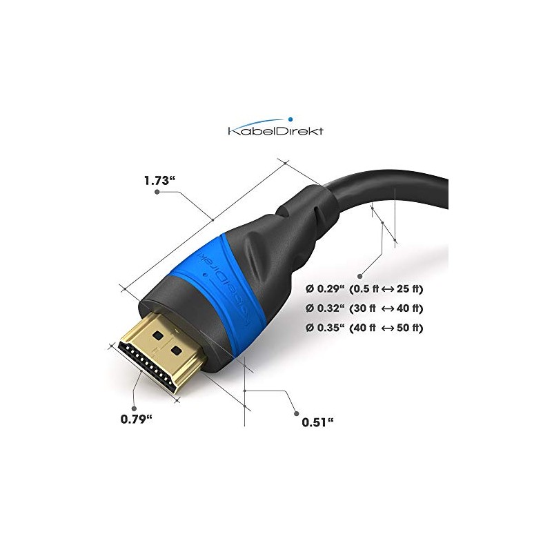 KabelDirekt – Cable HDMI 8K & 4K – 0.5ft/0.15m