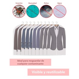 Protector Funda Ropa Traje 5pzs Guardar Cubrepolvo Colgante Bolsa Portatraje Cubrevestido Closet (60x80 cm)