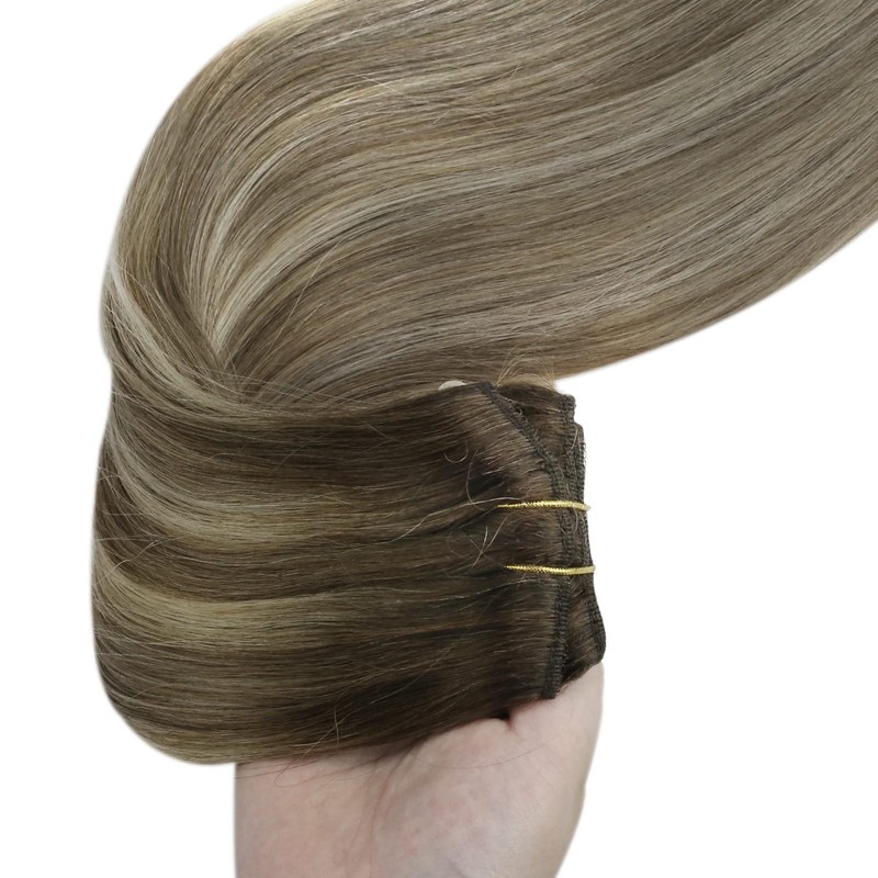 Sunny Balayage Clip in Hair Extensions Real Human Hair Brown
