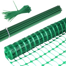 Plastic Fencing Temporary Fenc with Posts, Snow Fence 4 x 100 Feet Reusable Safety Fence, Construction Fence, Plastic Fence Roll, Construction Fencing, Plastic Garden Fence (Green, 47.2" x 100')