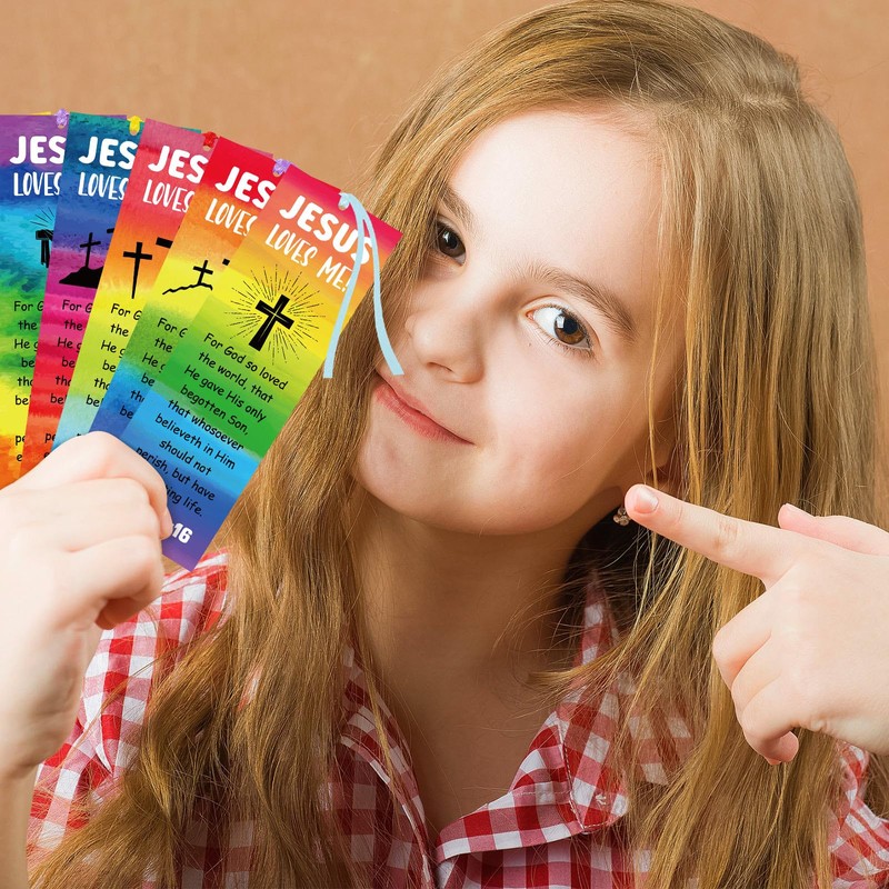 Jetec 60 Pcs Jesus Loves Me Bookmarks John 3 16