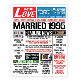 Stuff4 30th Anniversary Poster Unframed - Married In 1995 Newspaper - Happy 30th Wedding Anniversary for Men Women Vintage Gifts Retro Back In 1995, 8x10 Inch Thirtieth Anniversaries Posters