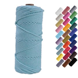 Binwat Macrame Cord Natual Macrame Cotton Cord DIY Craft Cord Spool Twine Rustic String Cotton Rope for Wall Hanging,Plant Hangers,Crafts,Knitting,Decorative Projects 3mm x100m