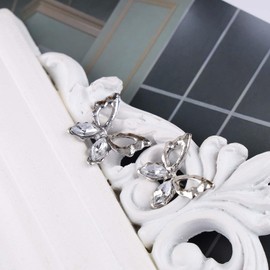 Cimenexe Bohemian Crystal Butterfly Earrings Silver Hollow Butterfly Earrings Tiny Paved Butterfly Stud Earrings Minimalist Rhinestone Butterfly Earrings Jewelry for Women and Girls