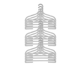 12 x Children Coat Hangers for Clothes Kids Child Baby Non-Slip Bulk Strong 100% Recycled Plastic Hangers 29cm x 18cm - Grey