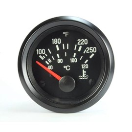 Water Temperature Gauge, 2-3/16 inch Diameter, 250°F, 12V Illuminated, Compatible with VDO