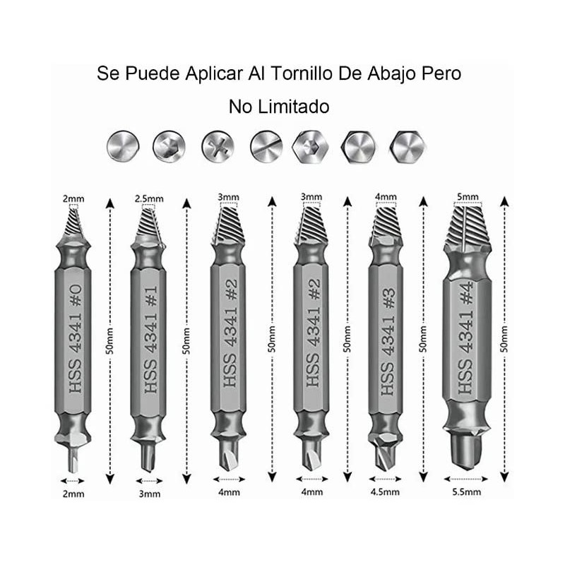 Herramienta Extractor Macho de Rosca Quita Tornillo Roto Perno Barrido