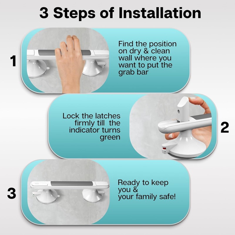 Grab Rail with Suction Cup, Pack of 2 Shower without