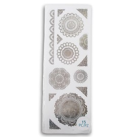 Geometric Mandala Doily Stickers for Scrapbook Crafts - Silver - 15 Pieces