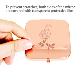 PDOZV Small Compact Mirror, Rosegold Square 2.8”×2.8” Metal Frame Smooth Style Double Sided Mini Magnifying 1X/2X Mirror for Purse Can be Used as Gifts for Woman (RG02)