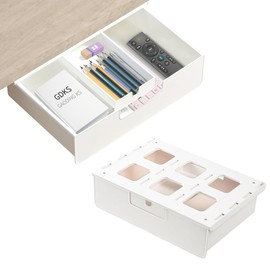 Shiawase Schublade Unter Schreibtisch, Selbstklebende Organizer, Versteckte Schubladenfach, Untertisch Schublade, Weiße Versteckte Schubladenbox für Büro, Tisch, Schminktisch