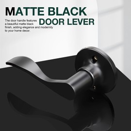 GOBEKOR 2 Pack Black Dummy Door Handles Wave Non-Turning Lock Left-Handed Door Lever Interior Closet French Door Handle Half Dummy Levers