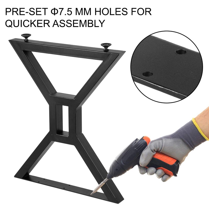 Happybuy 28 Inch Dining Table Legs, Metal Hollow X-Shaped, 2PCs,