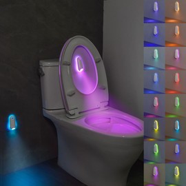 HOTUT Toilet Light, 16 Colours Motion Sensor Toilet Night Light, Toilet Bowl Night Light, USB Charging Stair Light, Step Light, Sensor Night Lamp for Bathroom, Bedroom, Stairs, Hallway