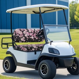 Pirexcny Cherry Blossom Golf Cart Seat Covers Pink Backrest Cover Bench Seat Cover Universal Golf Cart Seat Cushion for Club Car and More 2 Person Seats Golf Carts