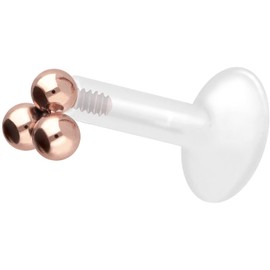 PIERCINGLINE PTFE Labret with Internal Thread Titanium Attachment 3 Balls Piercing Lip Nose Ear Helix Choice of Colours and Sizes, PTFE / titanium (grade 23)