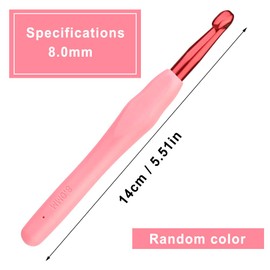 kgxulr 8 mm Crochet Hook, Aluminum Soft Grip Rubber Handle Needles, Ergonomic Knitting Needles Crochet Needle for Handmade DIY Knitting Crochet