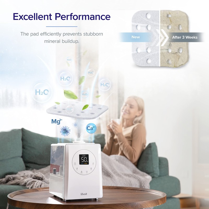 LEVOIT Humidifier Replacement Filters 10-Pack, Mineral Absorption Pad,Compatible with LV600S,LV600HH,OasisMist450S,Capture