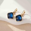 Austrian Crystal Square Drop Leverback Earrings for Women Fashion 14K