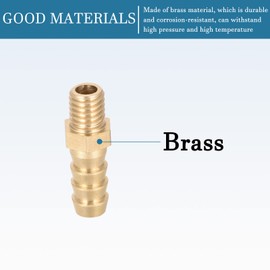 QUARKZMAN Metric M8-1.25 Male Thread up to 8 mm Spikes Brass Barbed Hose Connection x 4 Pieces Pipe Connection Adapter Gold Tone for Hose Connection