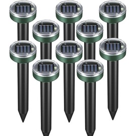 10 pk Mole Repellent Gopher Repellent Solar Snake Repellent Ultrasonic Vole Gopher Repellent Sonic Waterproof Spikes Stakes for Garden Yard