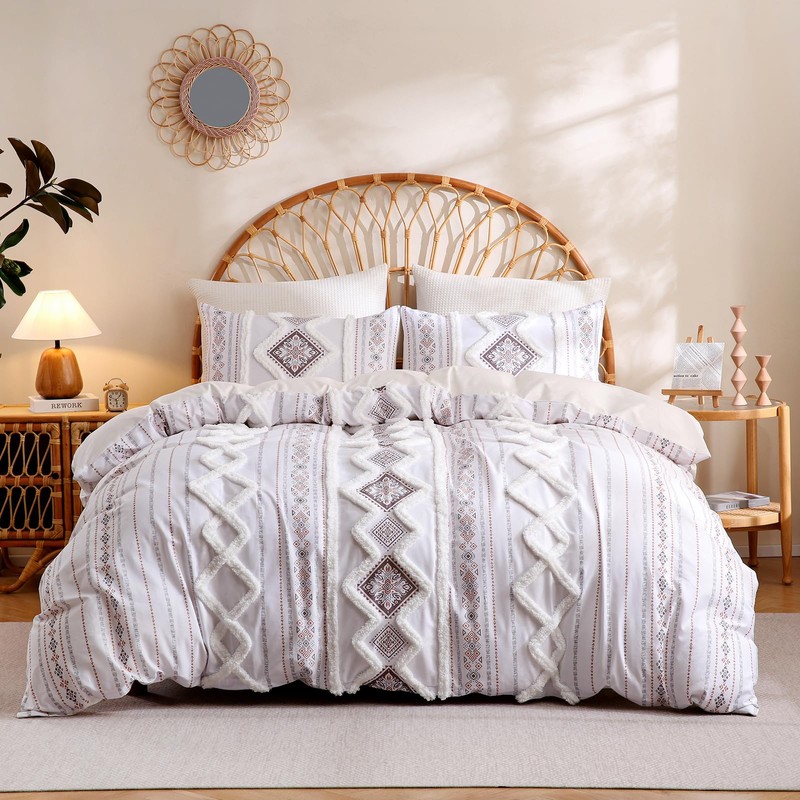 Herside Light Brown 100% Cotton Duvet Cover Set King Size,