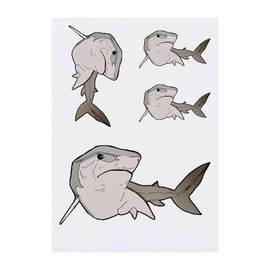 Azeeda 4 x 'Schwimmen Hai' Temporäre Tattoos - Wasserfest, Hautfreundlich & Ungiftig · Transfers in Verschiedenen Größen (TO00013429)